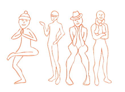 Ryhmä ihmishahmoja, kuvituskuva.